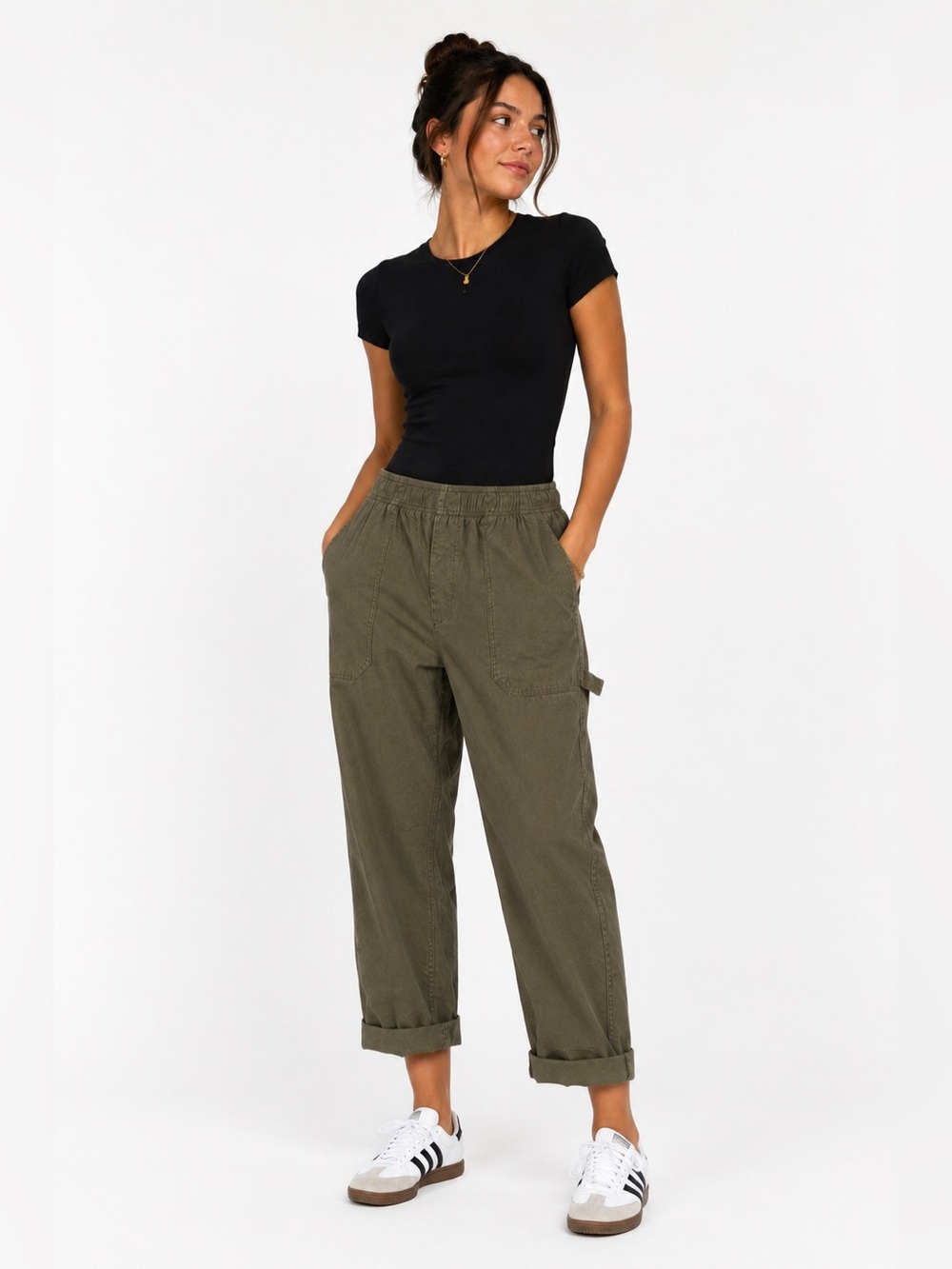 Old Navy Olive Green Cropped Utility Pants